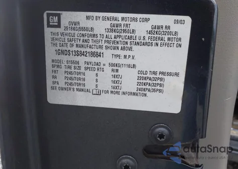 2004 Chevrolet Trailblazer Ls z USA, uszkodzony, nr VIN 1GNDS13S842186841